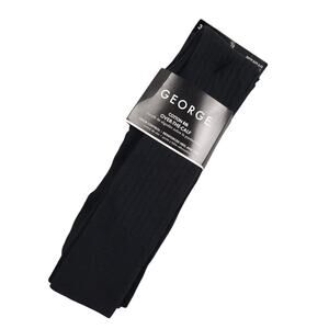 Vtg George Mens Cotton Rib Over The Calf Socks 3 Pair Shoe Sz 6-12 Black NEW USA